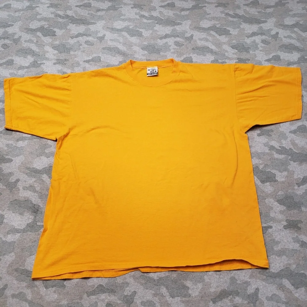 Vintage Lee Shirt Mens Large Yellow Blank Heavyweight Sturdy Tees Short Sleeve